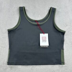 Topo Designs All Day Trail Tank Womens Large Asphalt Grey Green Activewear NEW